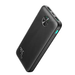 Triple udgang Powerbank 10000 mAh 22.5W - LED, Sort
