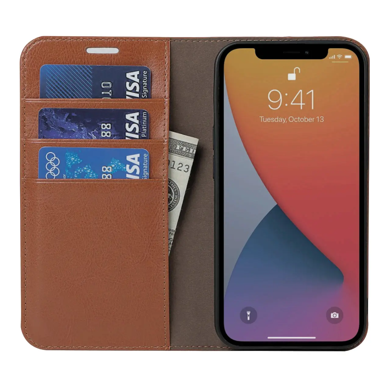 Mobilfodral Äkta Läder iPhone 13 Pro Brun