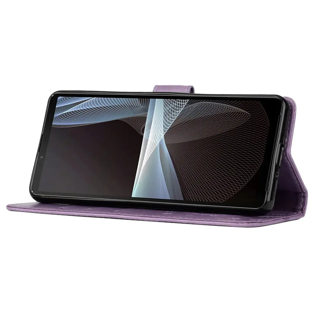 Läderfodral Fjärilar Sony Xperia 10 VI Lila