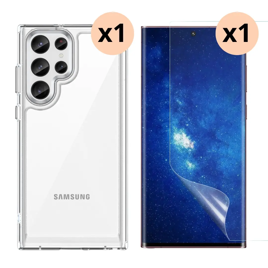 Samsung Galaxy S23 Ultra Beskyttelsessæt Cover og Skærmbeskyttelse