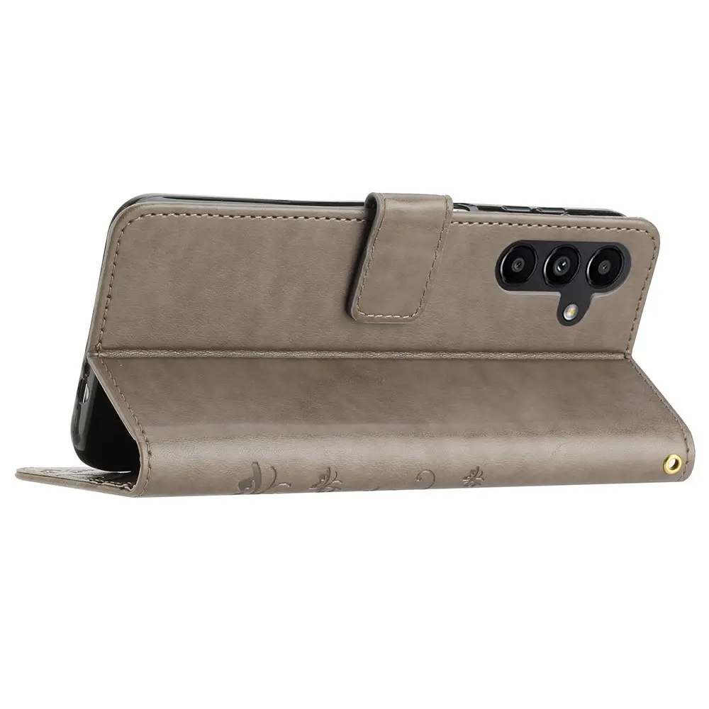 Läderfodral Fjärilar Samsung Galaxy A25 Grå