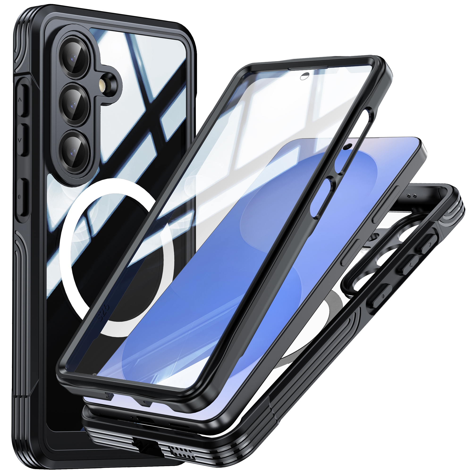 Premium Full Protection Case Samsung Galaxy S26 Svart - Heldekkende deksel med herdet glass skjermbeskyttelse