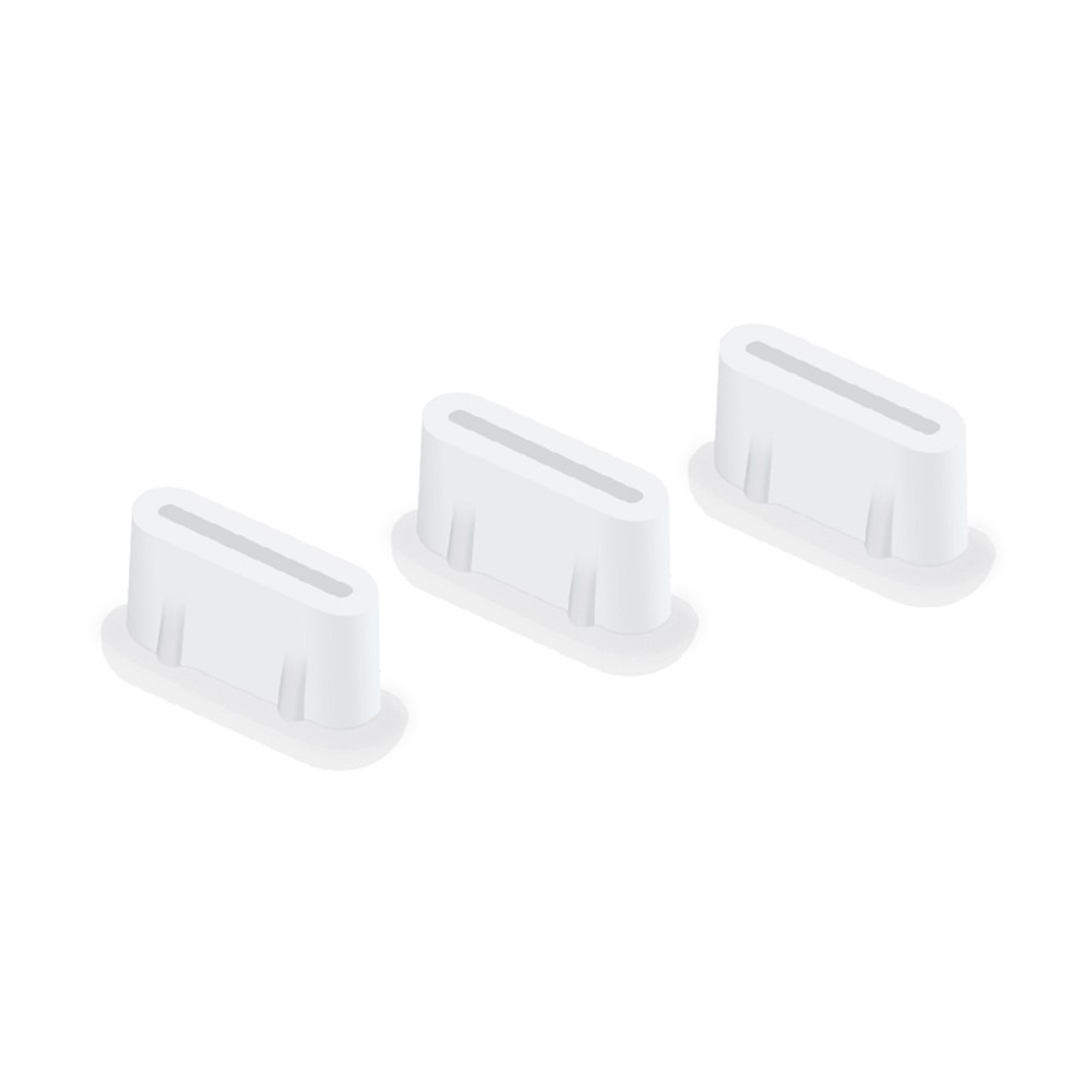 3-pack Dust Plug Silikon USB-C Hvit - Støvpropp i Silikon for USB-C - Hold USB-C-porten ren