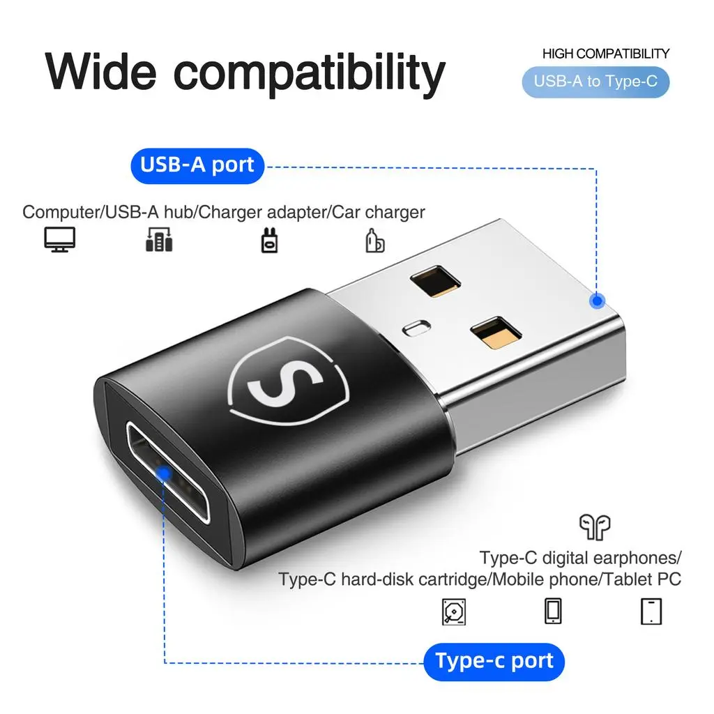 USB-C till USB-A adapter 2-pack Svart
