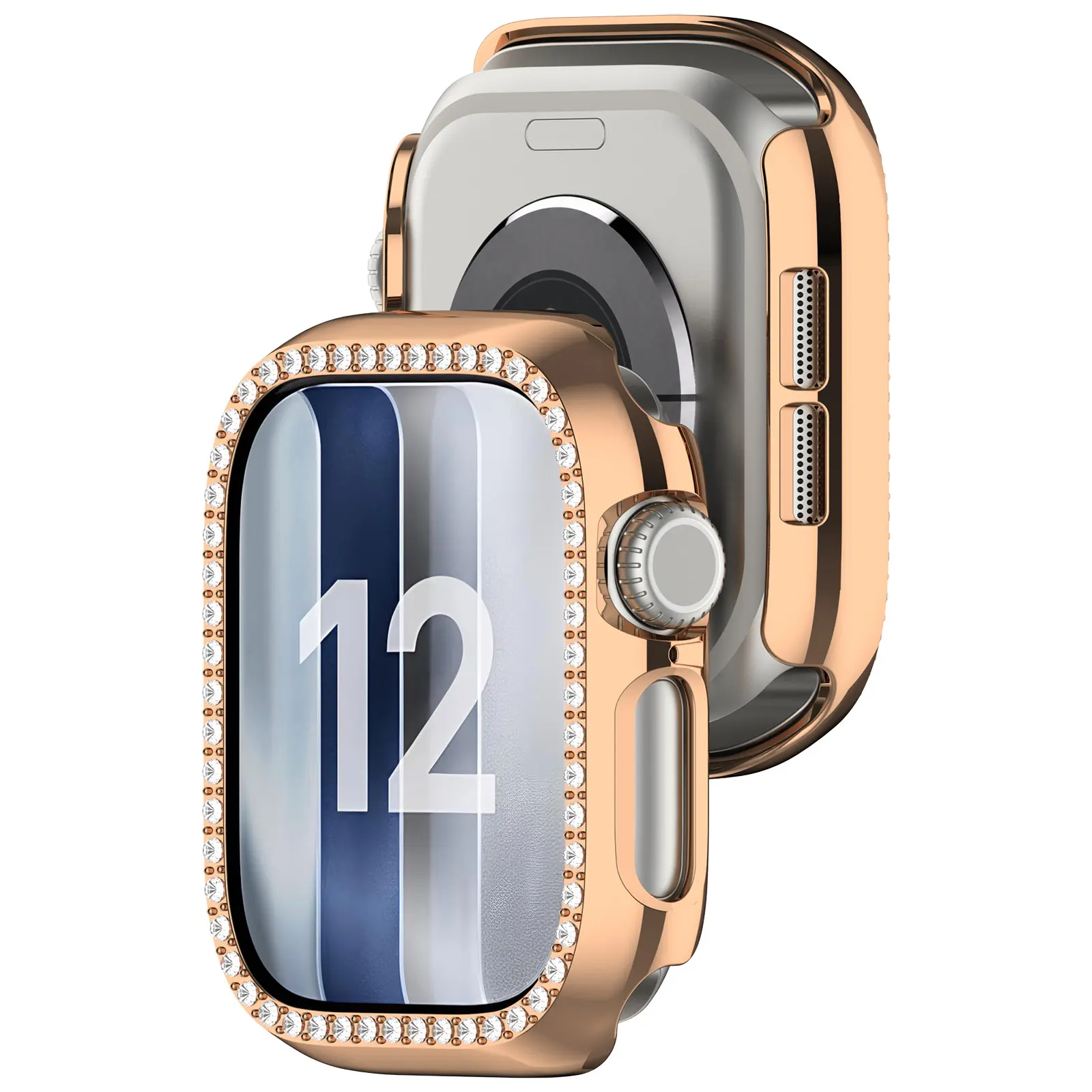 Rhinestone Skal Apple Watch Series 12 43mm Roséguld