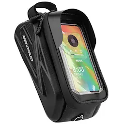 Vandafvisende cykeltaske med mobilholder, sort