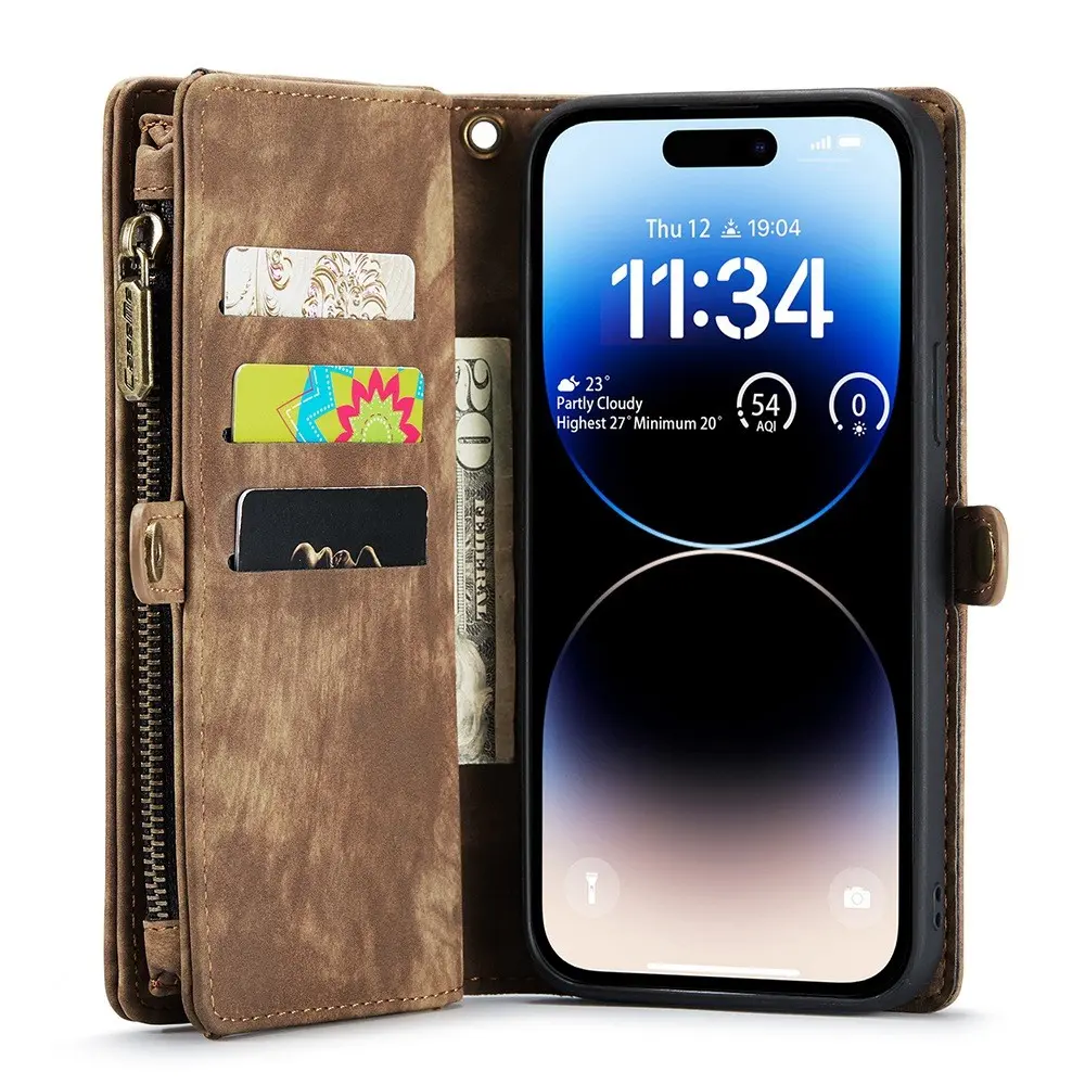 Multi-slot Plånboksfodral iPhone 13 Pro Brun