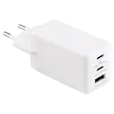 GaN Vægoplader USB-A + 2 x USB-C 65W Hvid