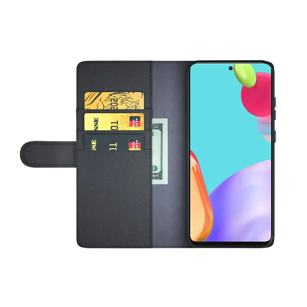 Äkta Läderfodral Samsung Galaxy A52 5G Svart
