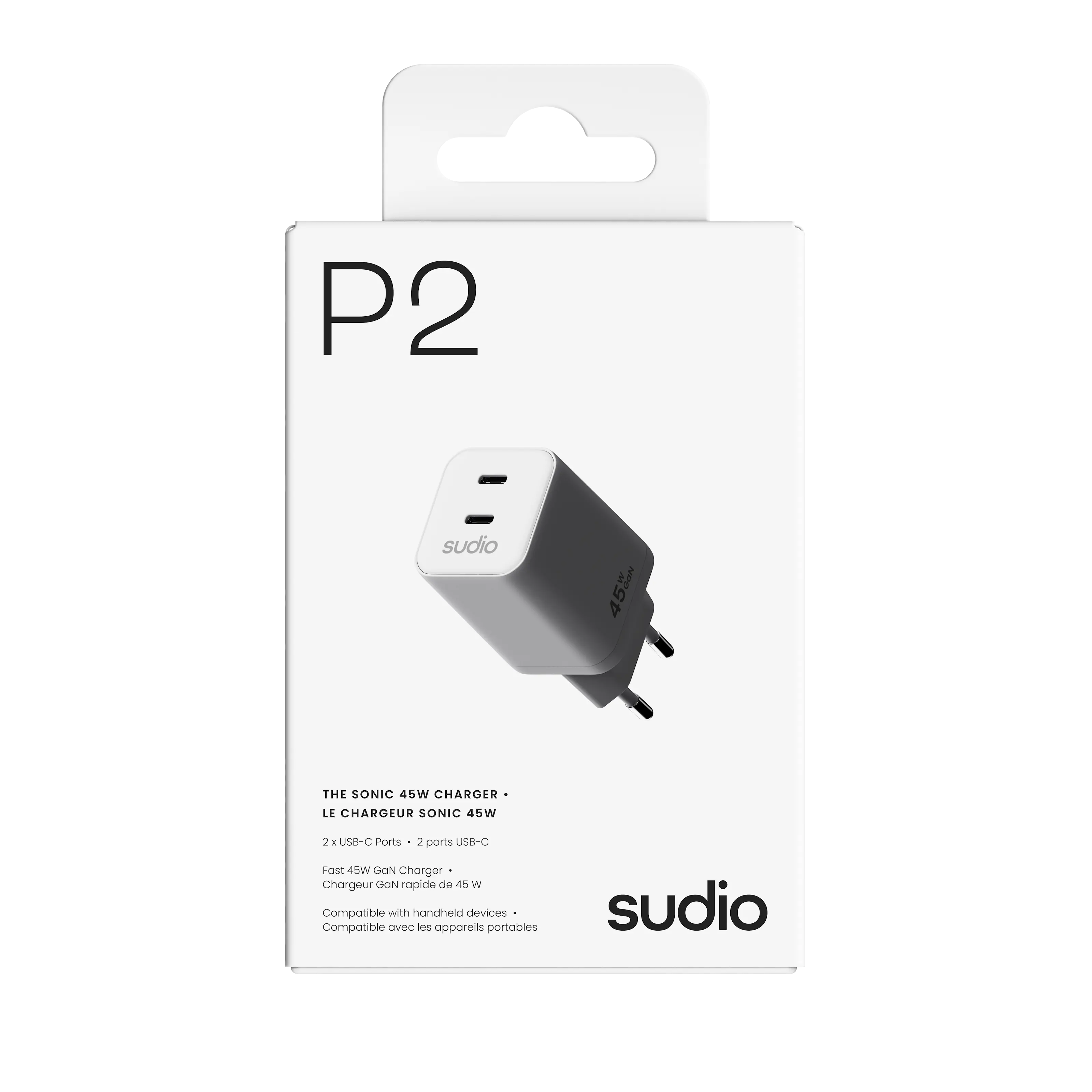 P2 Väggladdare 45W 2 x USB-C Vit