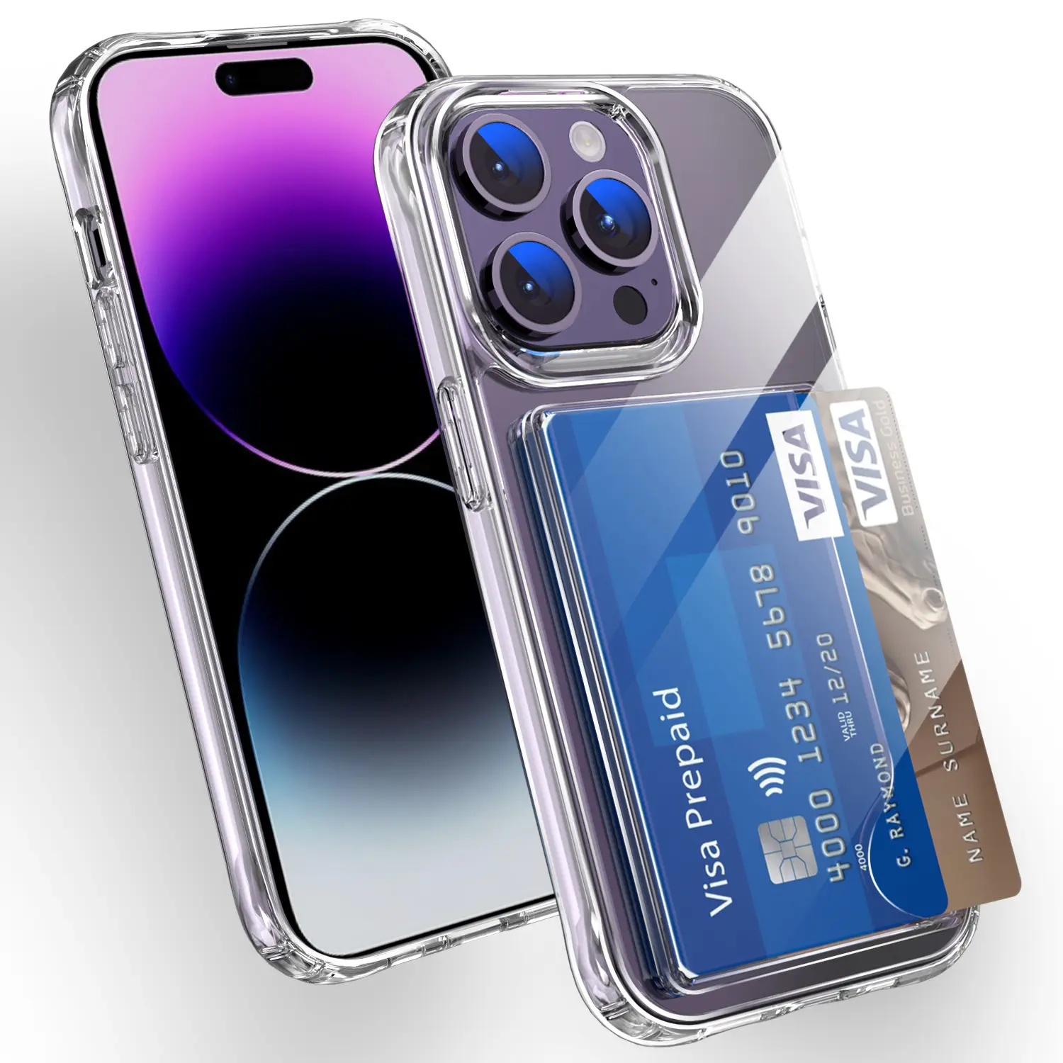Hybridskal Kortfack iPhone 15 Pro Max Genomskinlig