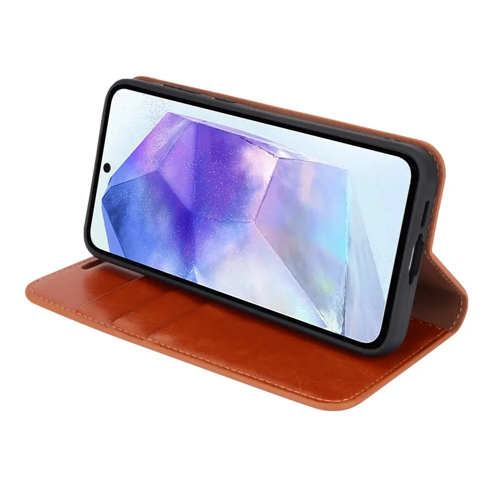 Mobilfodral Äkta Läder Samsung Galaxy A55 Brun