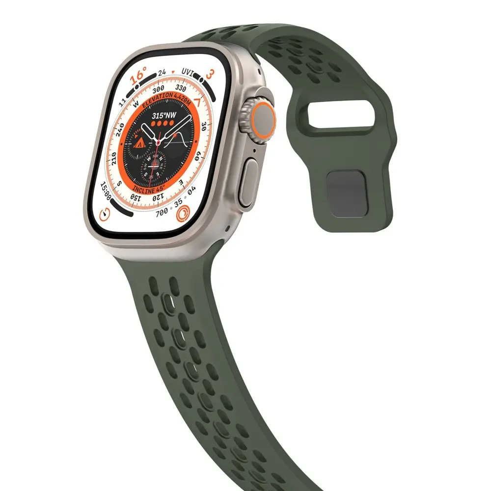 Silikonarmband Sport Apple Watch Ultra 49mm 4th Gen Mörkgrön