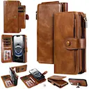 Magnet Leather Multi-Wallet iPhone 16e Brun