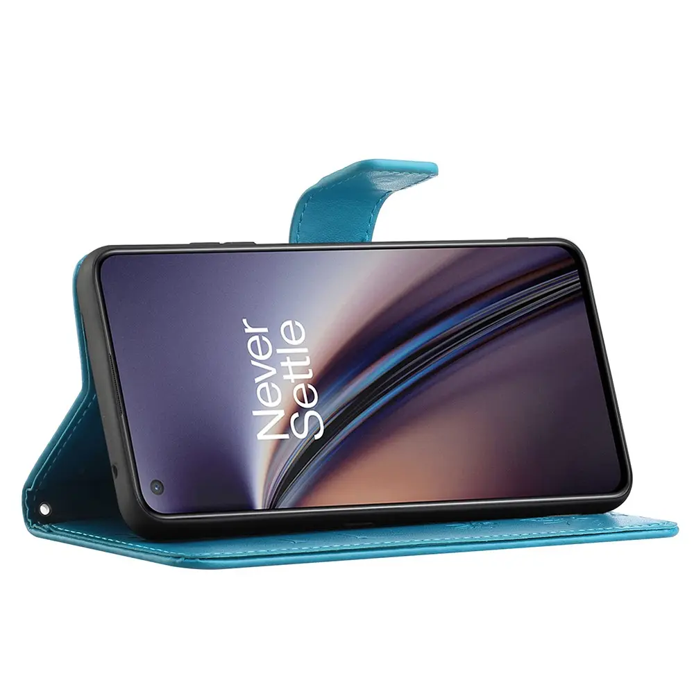 Läderfodral Fjärilar  OnePlus Nord 2 5G Blå