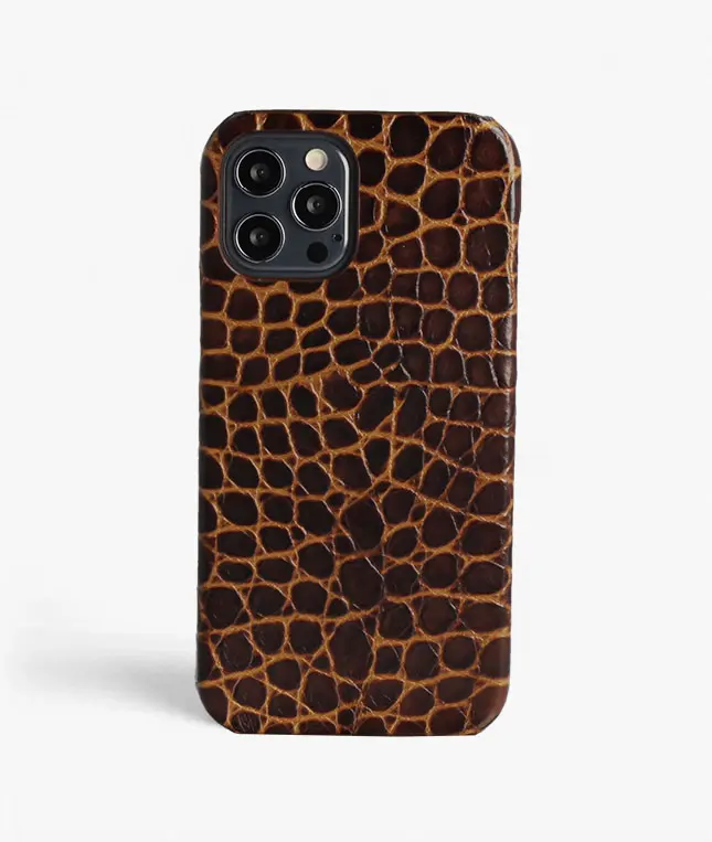 Cover iPhone 12/iPhone 12 Pro Small Croco Brun