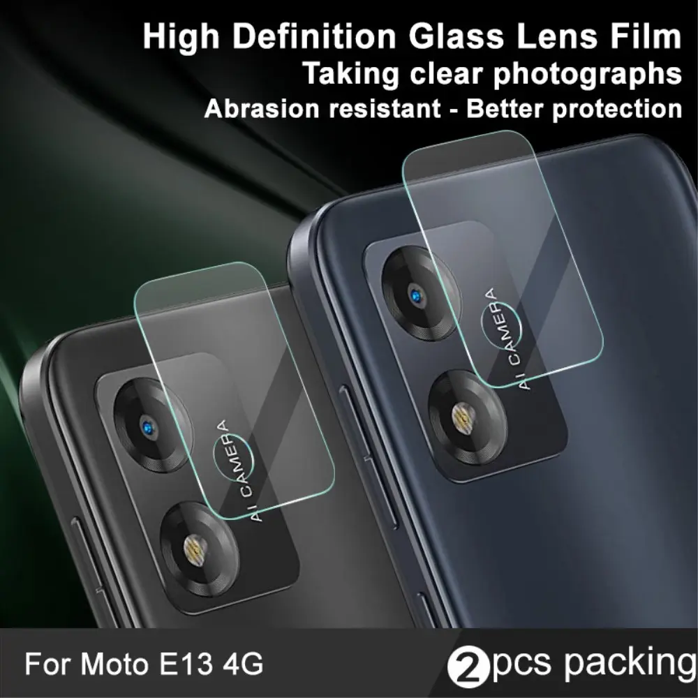2-pack Härdat Glas Linsskydd Motorola Moto E13 Genomskinlig