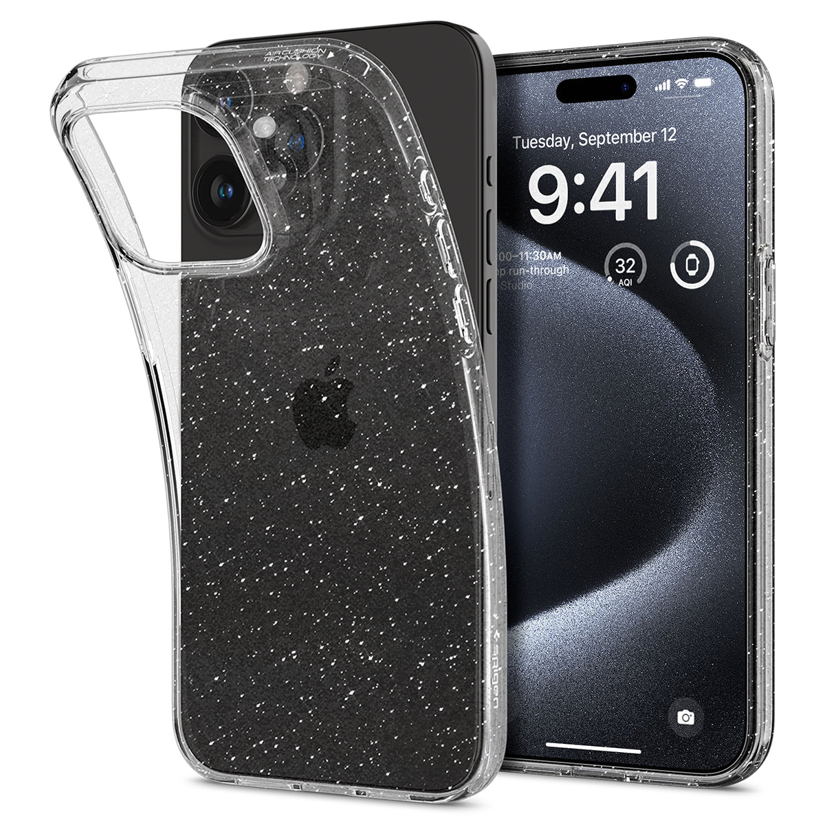 Spigen iPhone 15 Pro Case Liquid Crystal Glitter Crystal - Puhelimen kuoret