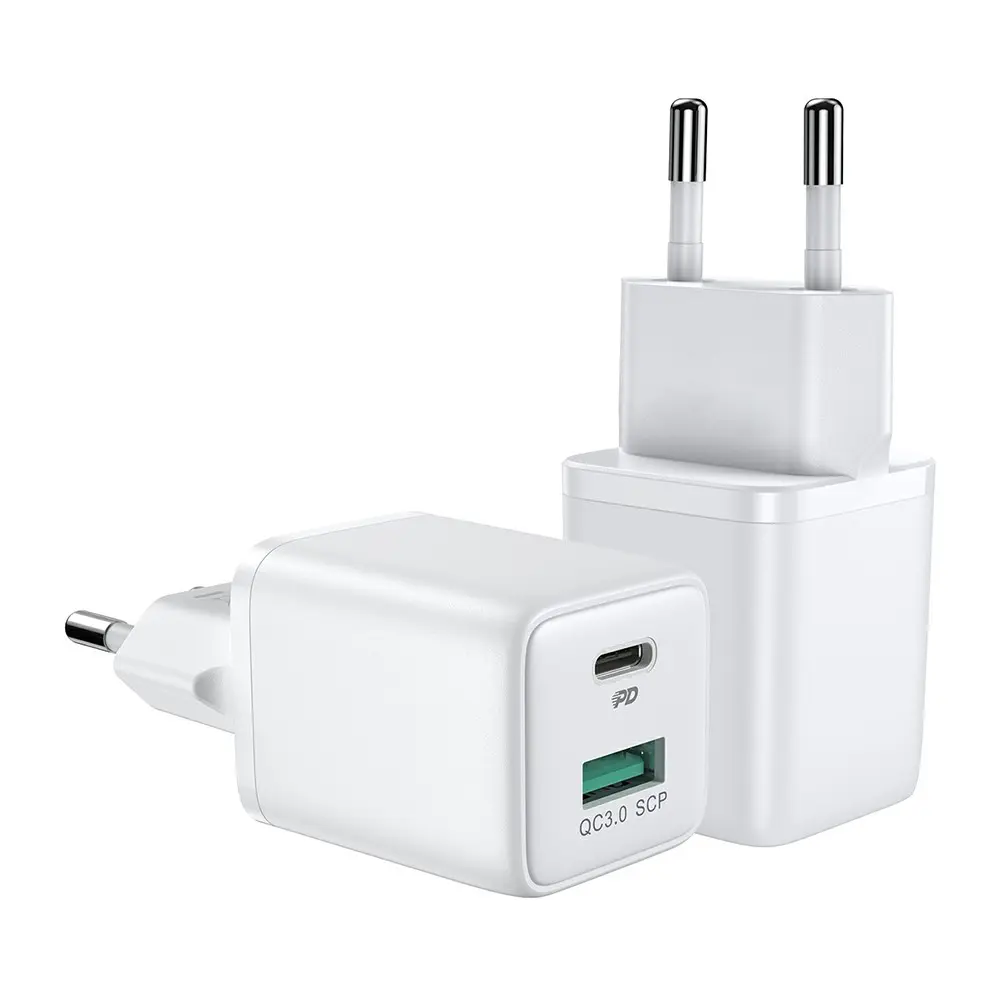 Mini Snabbladdare USB-C & USB-A, PD & QC 3.0 30W Vit