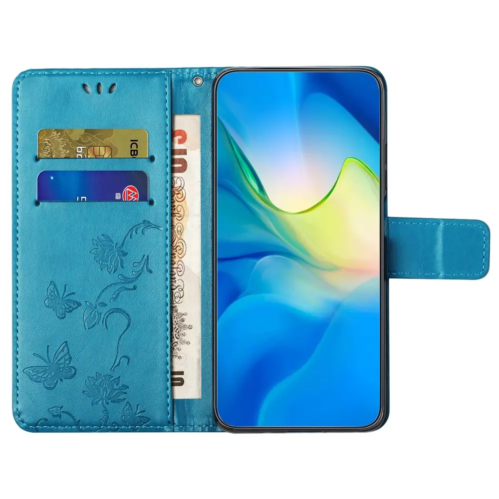 Läderfodral Fjärilar Samsung Galaxy A55 Blå