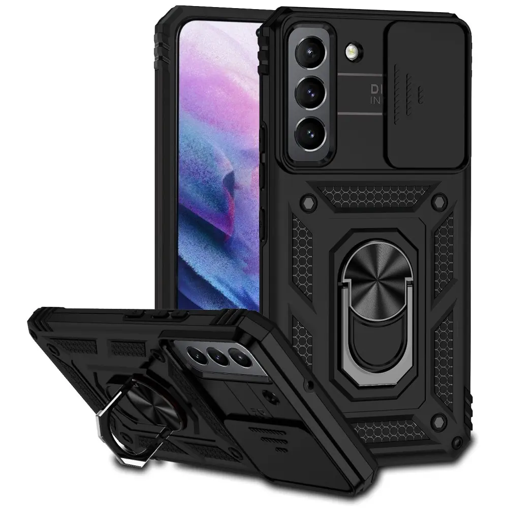 Hybridcover Ring + Kamerabeskyttelse Samsung Galaxy S22 Sort