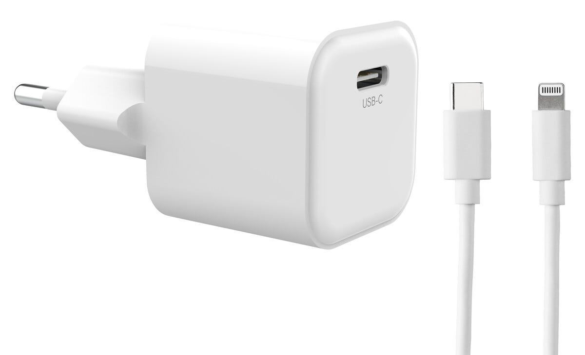 Laddare USB-C till Lightning med 1m kabel 20W PD