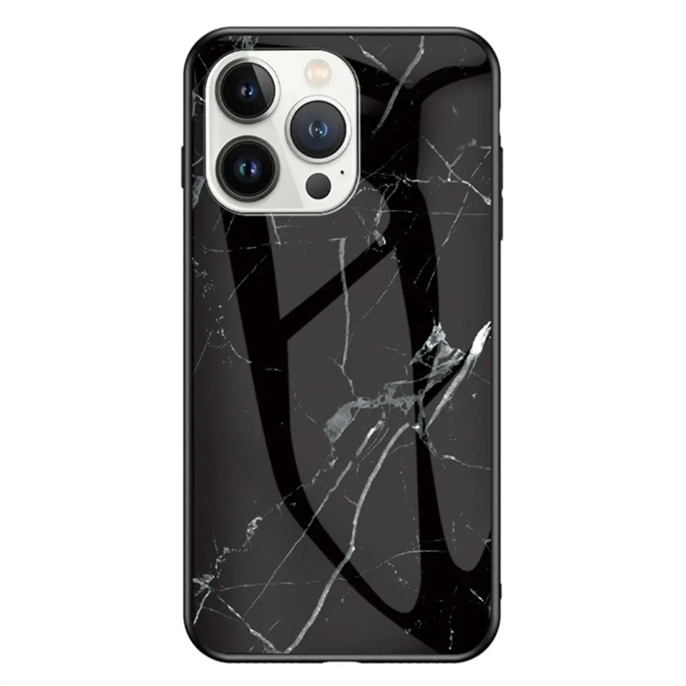 Herdet Glass Deksel iPhone 16 Pro Svart marmor