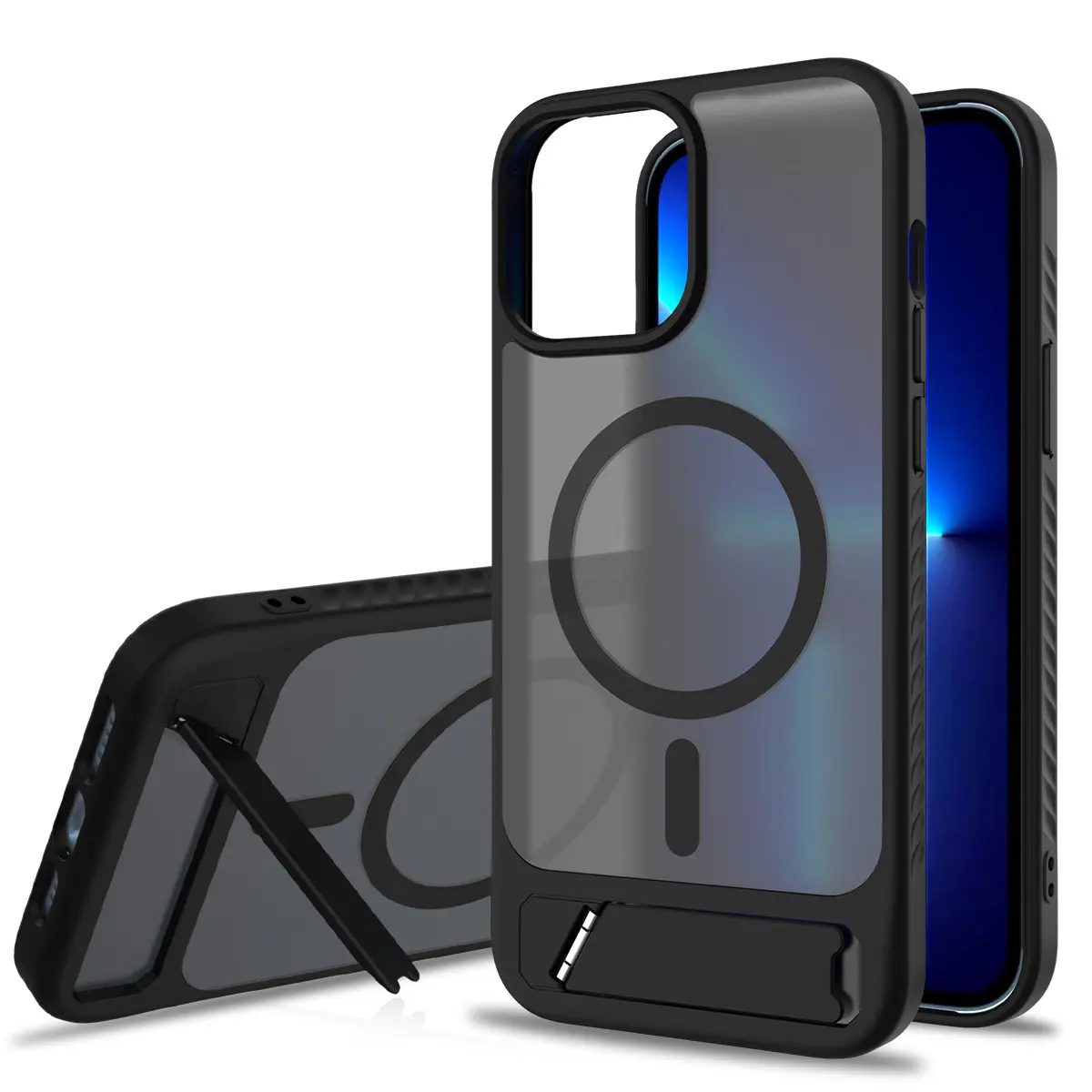 Magnetisk cover med stativ iPhone 12 Pro Max Sort