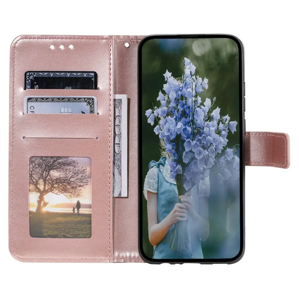 Läderfodral Mandala Motorola Moto G05 roséguld