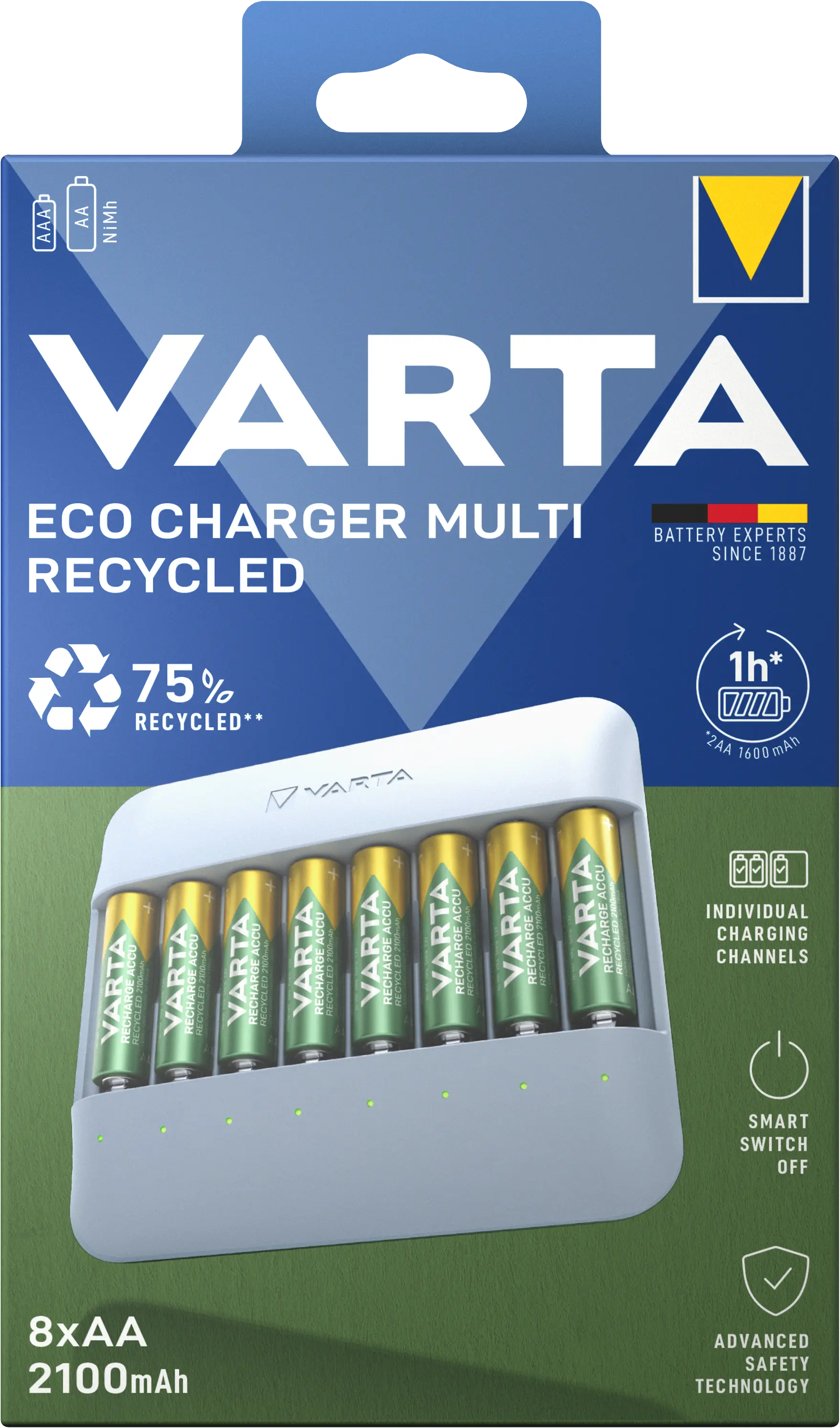 Paristolaturi Eco Charger Multi Recycled + 8x AA 2100 mAh