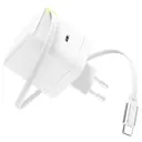 65W Hurtiglader med uttrekkbar USB-C kabel, Hvid