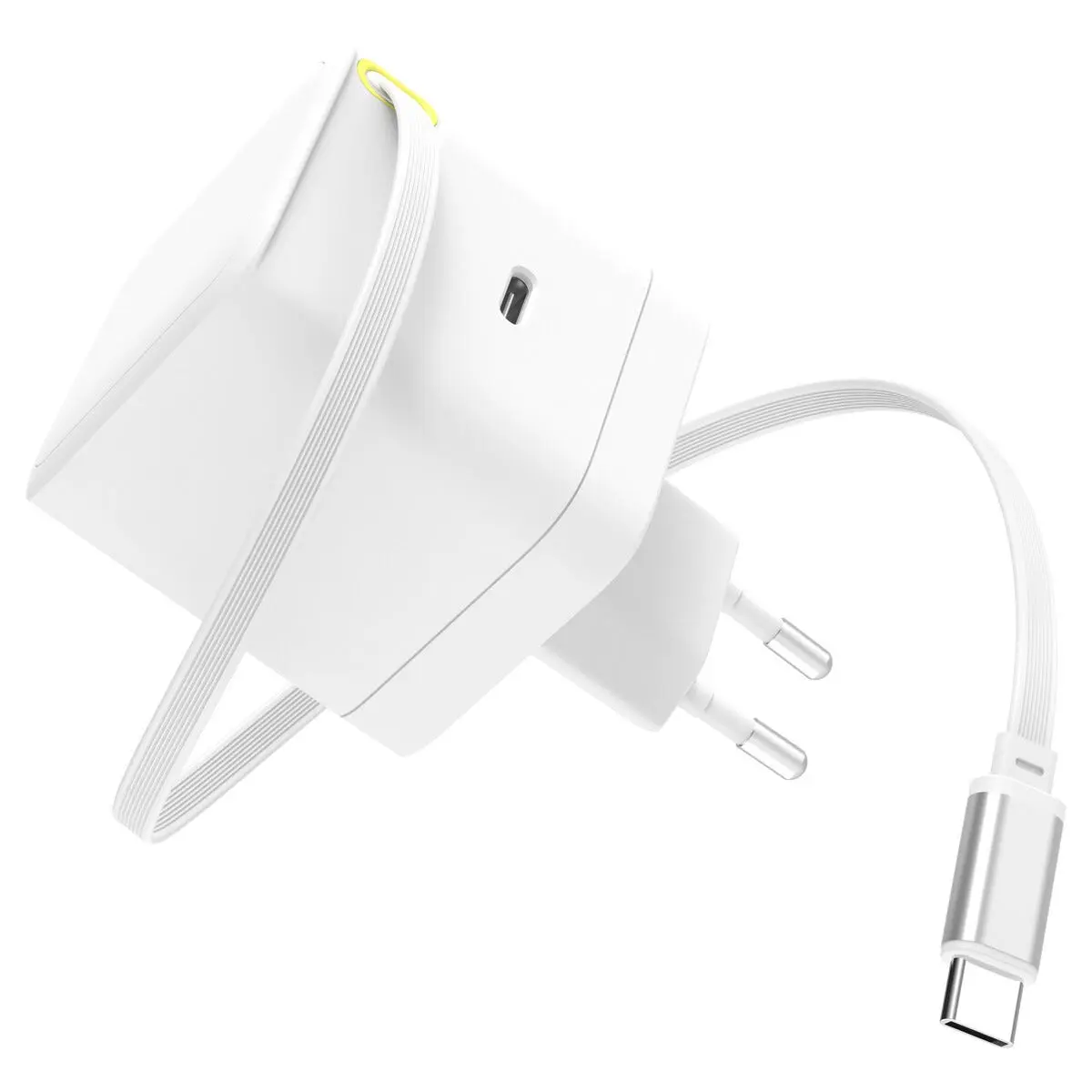 Pikalaturi 65W integroidulla USB-C-kaapelilla Valkoinen
