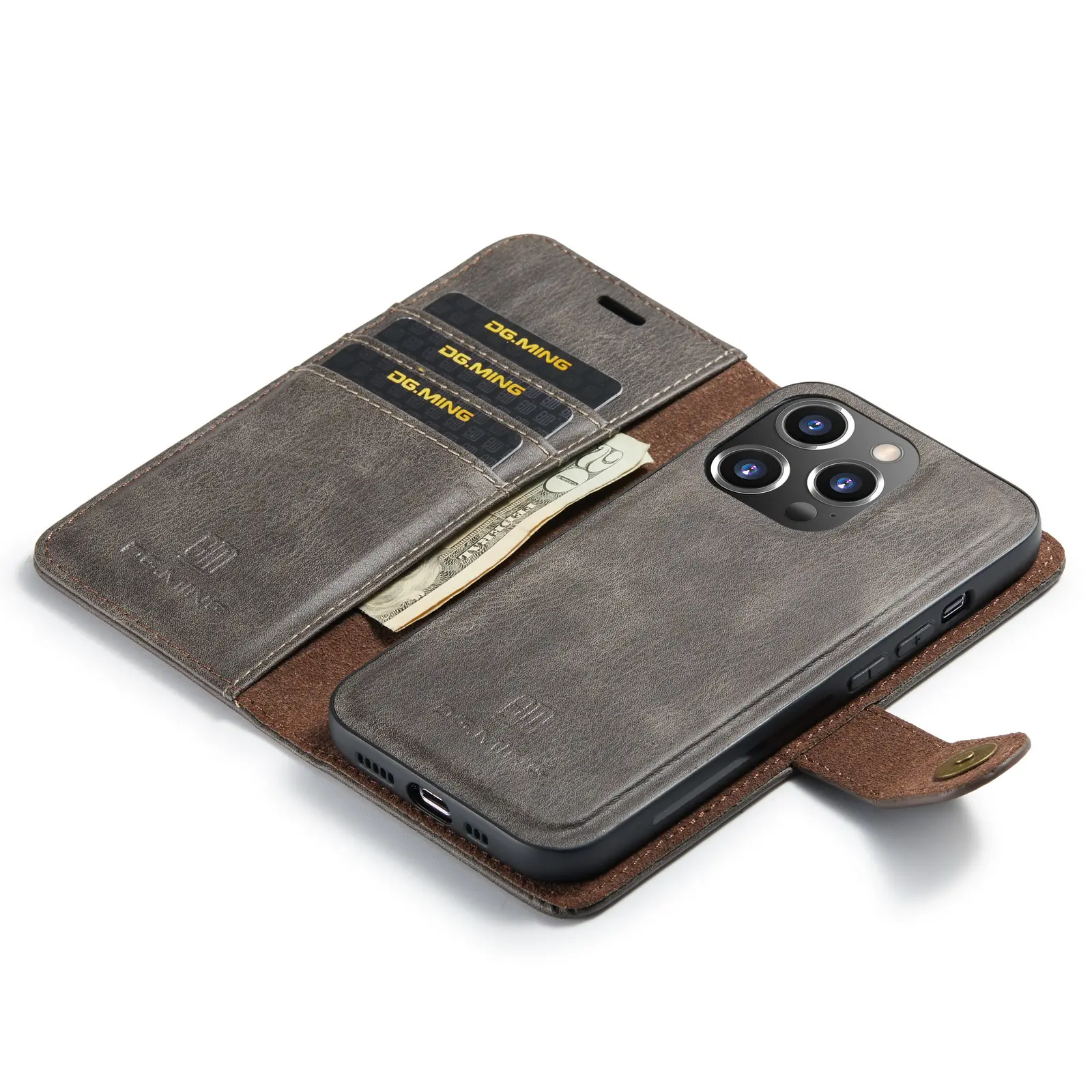 Magnet Wallet iPhone 15 Pro Brown