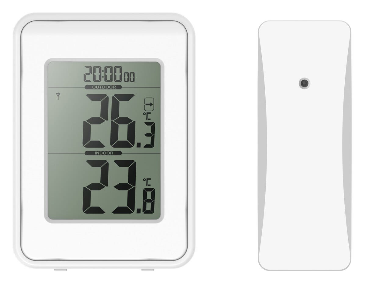 Clas Ohlson Trådløs termometer inne/ute, Hvit