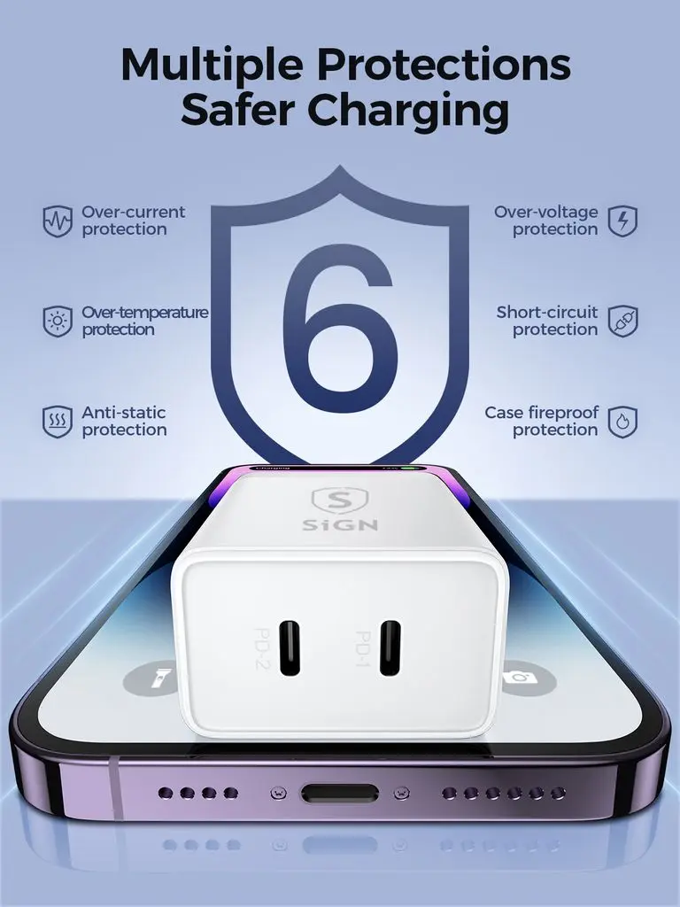Dual USB-C PD Laddare 40W Vit
