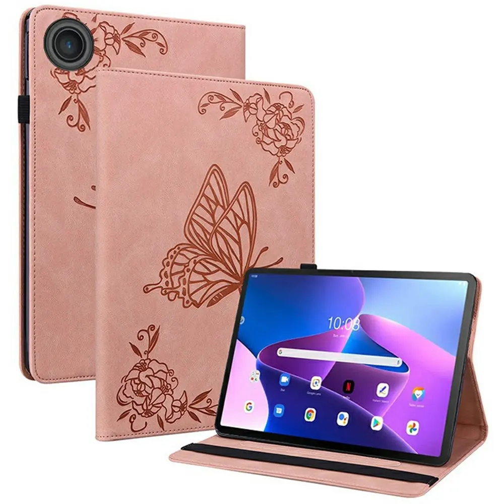 Læderetui Sommerfugle  Lenovo Tab Lyserød