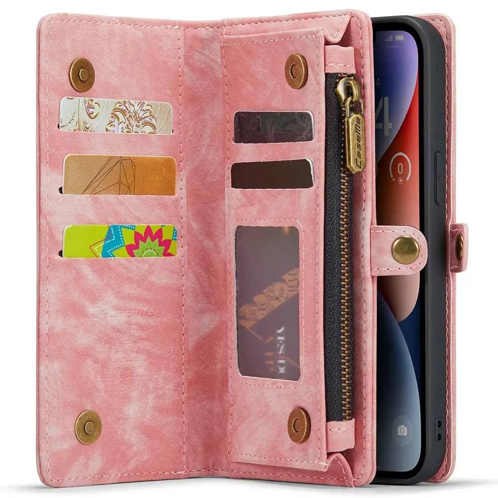 Multi-slot Plånboksfodral iPhone 15 Rosa