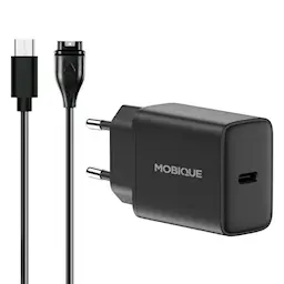 Komplet oplader Garmin Vivoactive 6 kabel og vægoplader 20W Sort