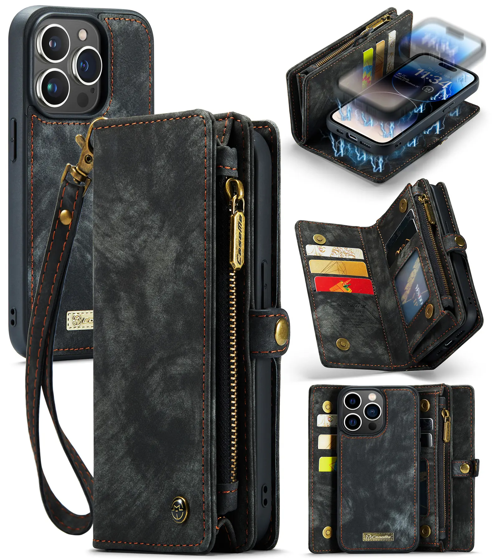 Multi-slot Mobiltaske iPhone 14 Pro Grå