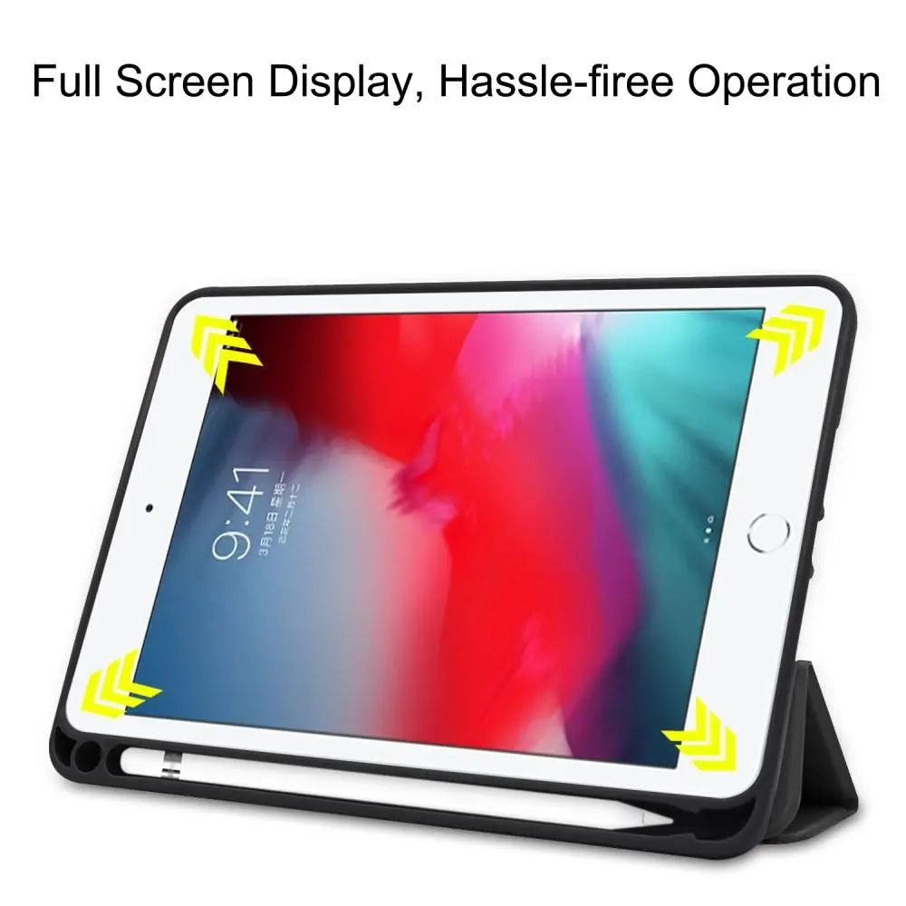 Apple iPad Mini 4 7.9 (2015) Fodral Tri-fold med Pencil-hållare Svart