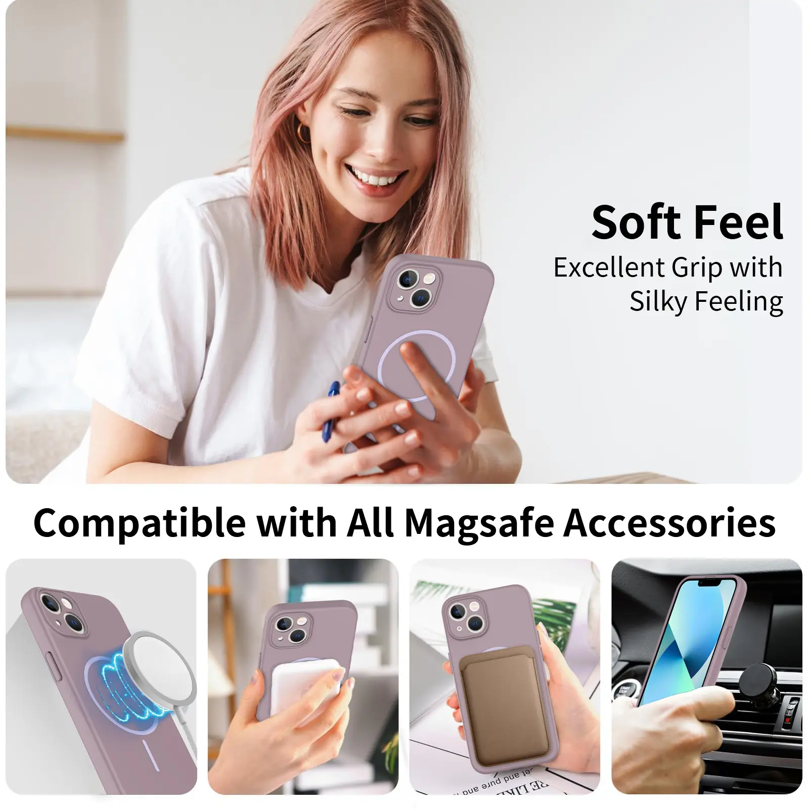 MagSafe-skal SoftArmor iPhone 14 Lila