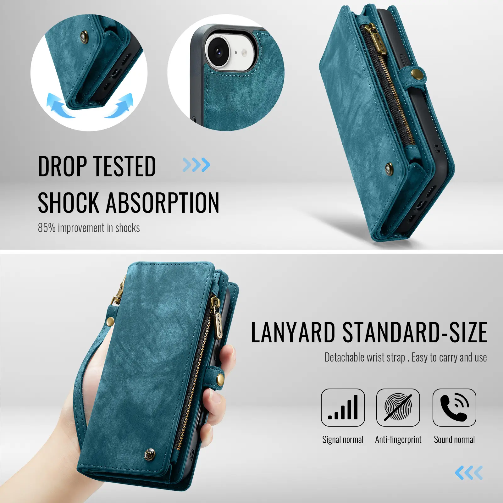 Multi-slot Plånboksfodral iPhone 17e Blå