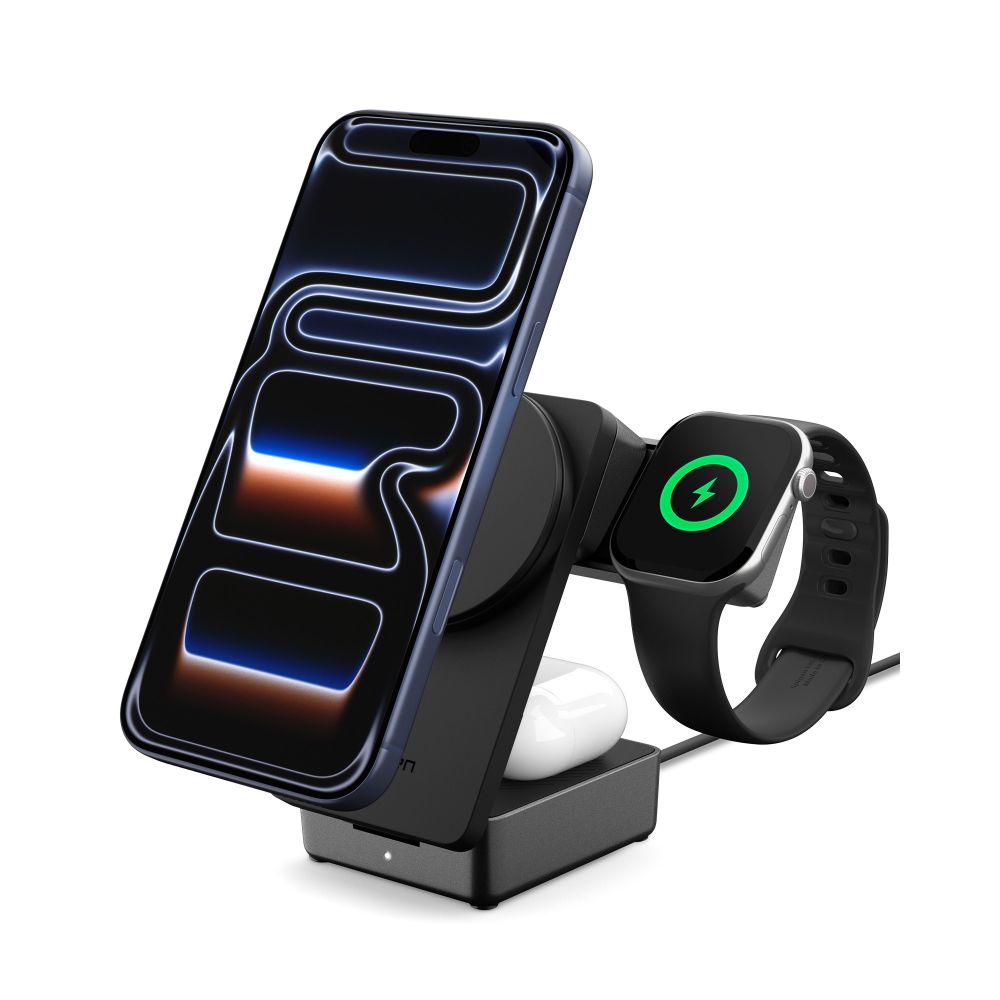 Spigen Essential Qi2.2 25W MagSafe ladestasjon 3-i-1 Foldable, Svart