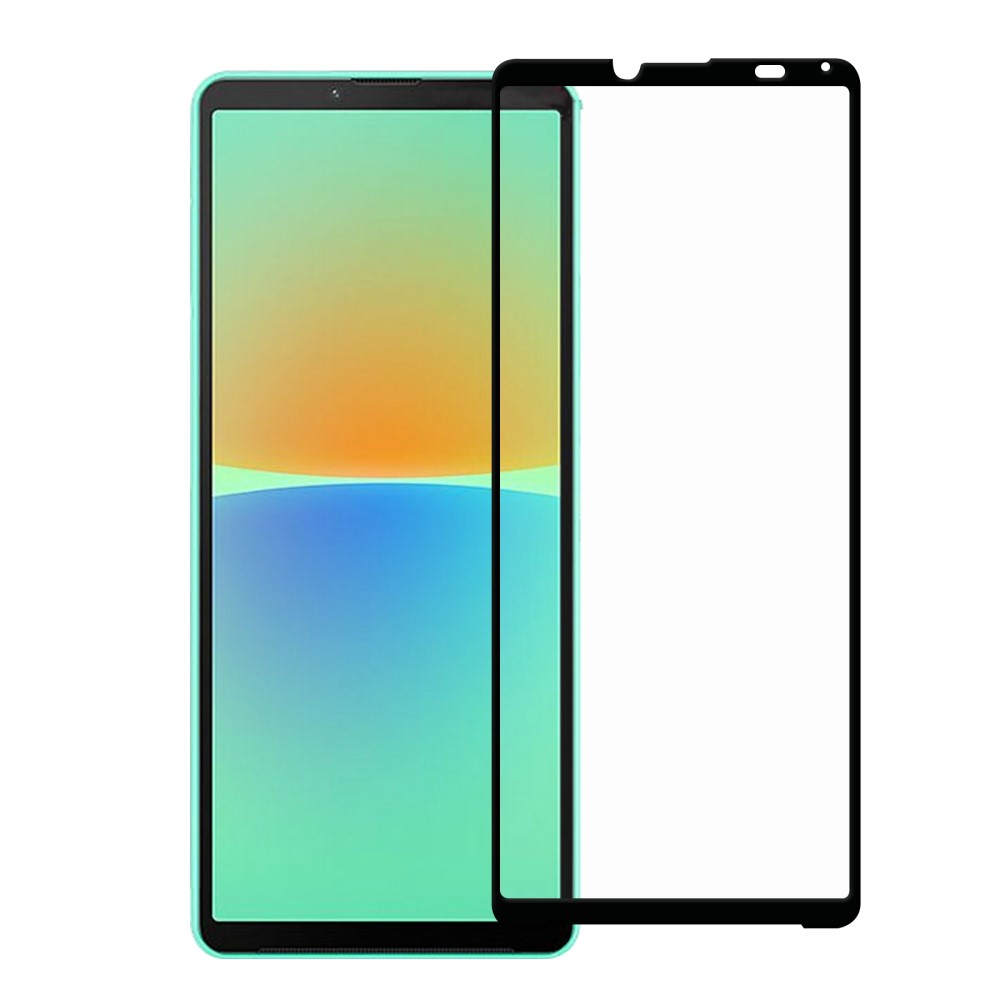 Heldekkende Skjermbeskytter Herdet Glass Sony Xperia 10 IV svart - Skjermbeskyttelse som dekker hele skjermen
