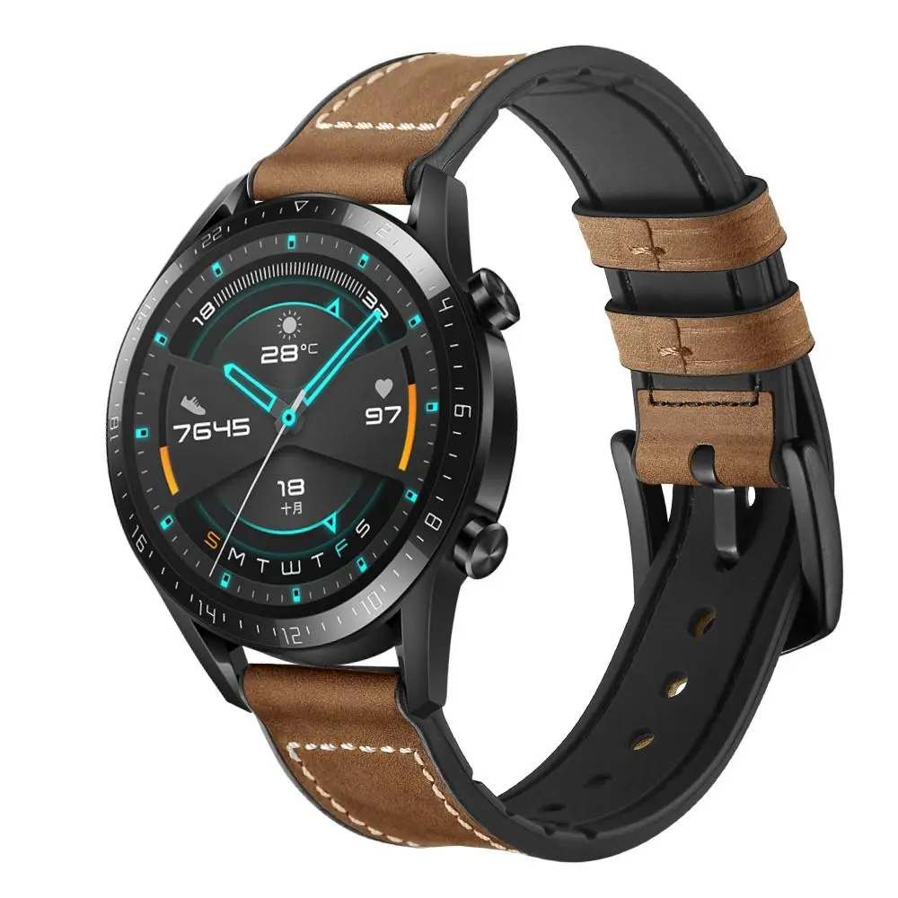 Premium Læderrem Huawei Watch GT 2 Pro/Watch GT 2 46mm/Watch GT 2e/Watch GT Brun