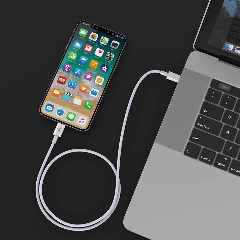 USB-C till Lightning-kabel 2.1A 2m Vit