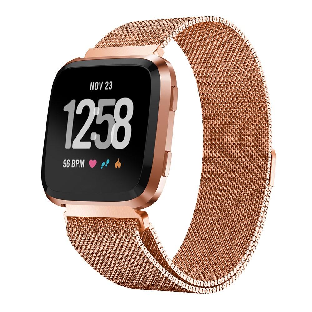 Fitbit Versa 2/Versa Reim Milanese Loop Rosegull - Luksuriøst armbånd med magnetisk lukking - Rustfritt stål