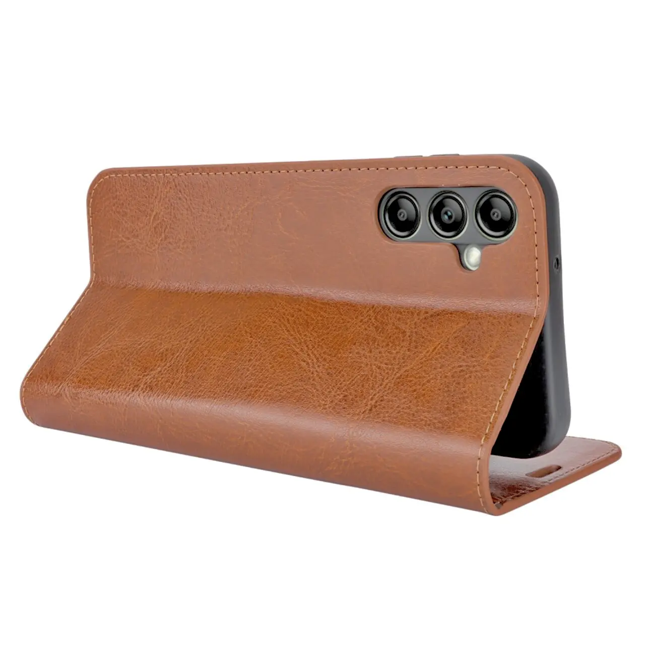 Mobilfodral Äkta Läder Samsung Galaxy A14 Brun