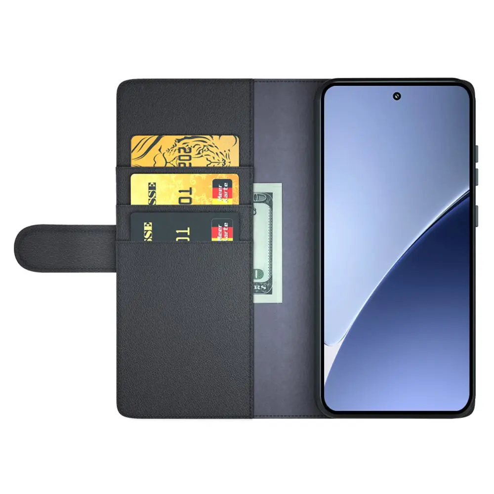 Äkta Läderfodral Xiaomi Redmi 15C Svart