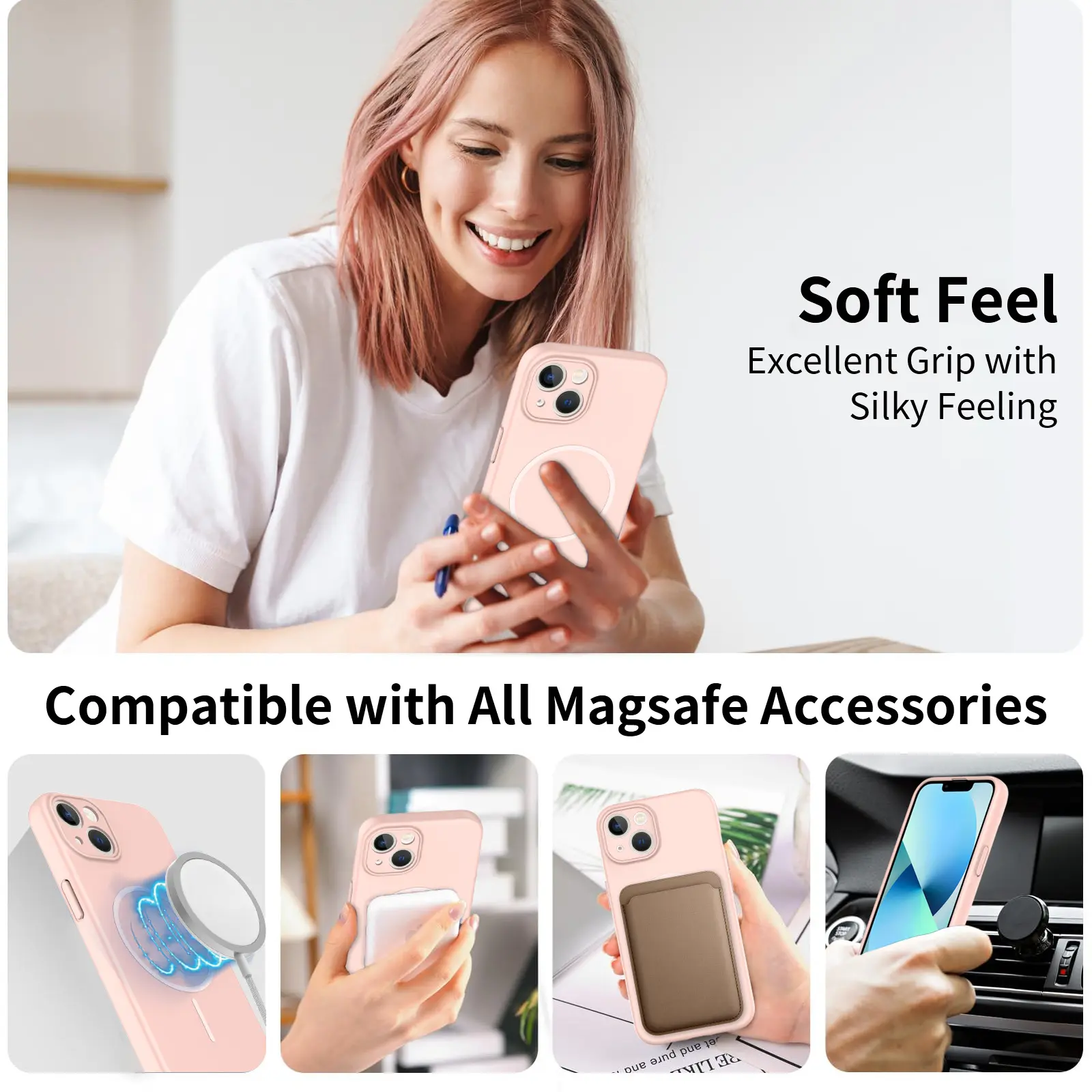 MagSafe-skal SoftArmor iPhone 14 Rosa